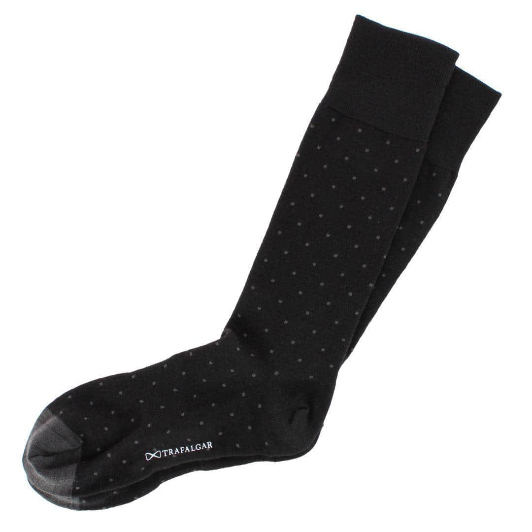 Croix Polka Dot Patterned Mid-Calf Merino Wool Socks (1 Pair) - Black with Charcoal Dots