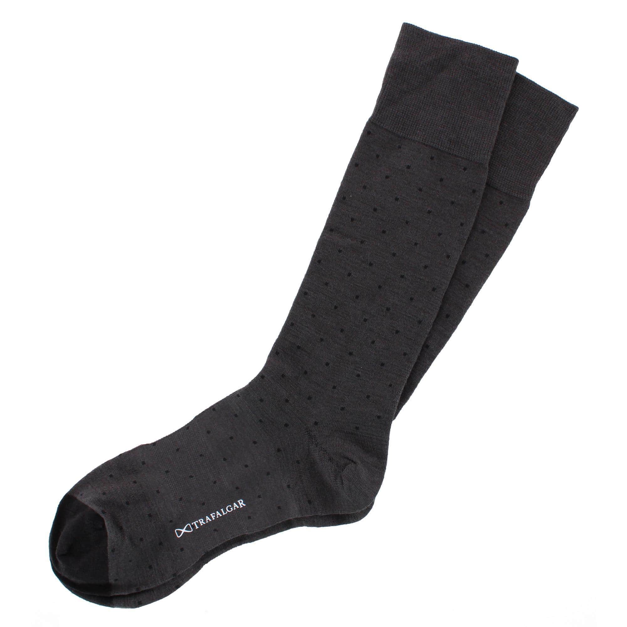 Croix Polka Dot Patterned Mid-Calf Merino Wool Socks (1 Pair) - Grey with Black Dots