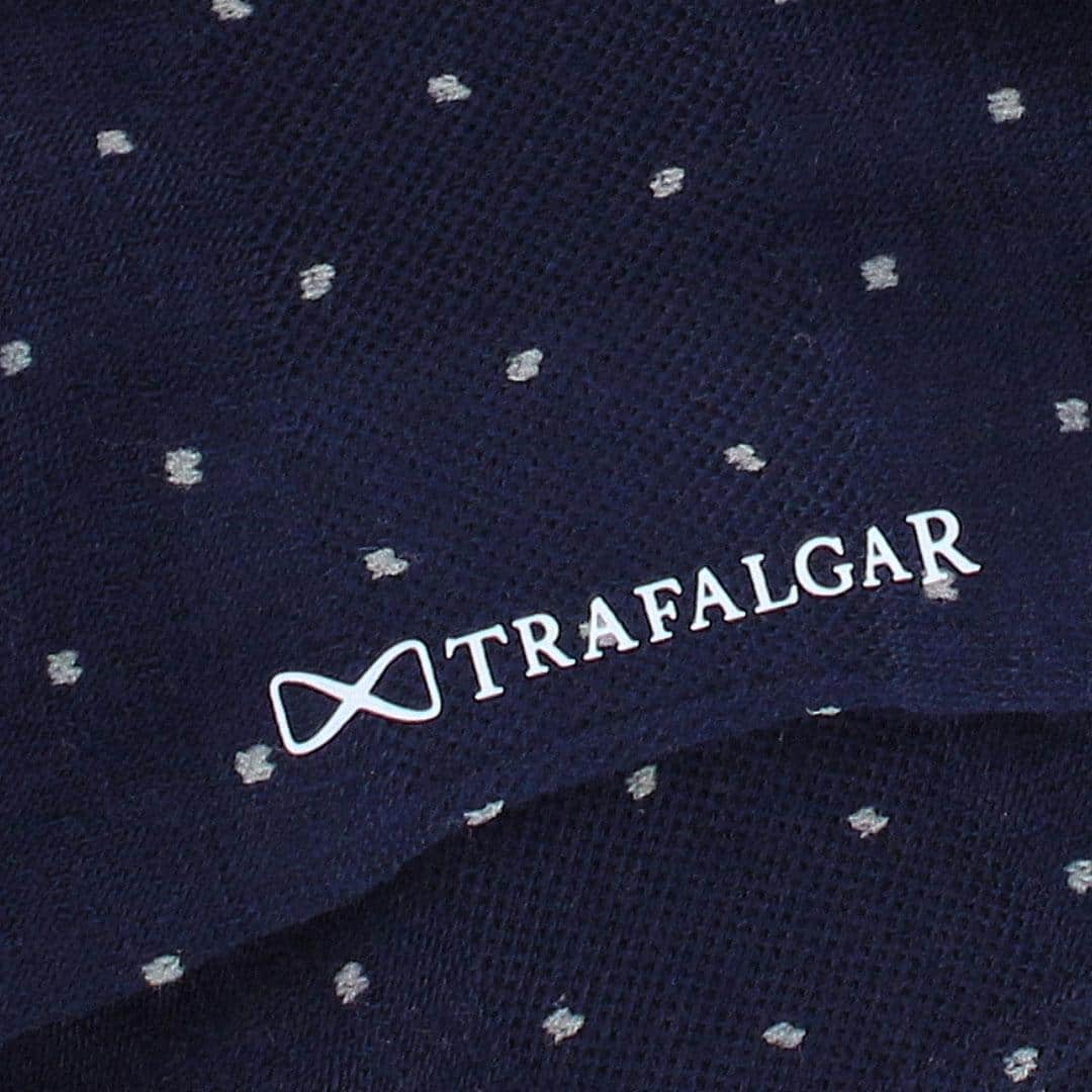 Croix Polka Dot Patterned Mid-Calf Merino Wool Socks (1 Pair) - Navy Blue with Grey Dots