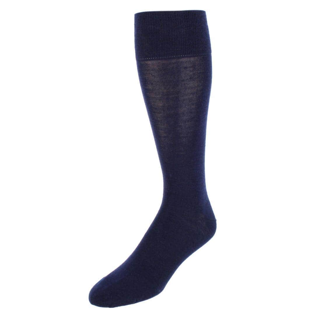 Gaston Solid Colored Over-The-Calf Merino Wool Socks (1 Pair) - Navy Blue