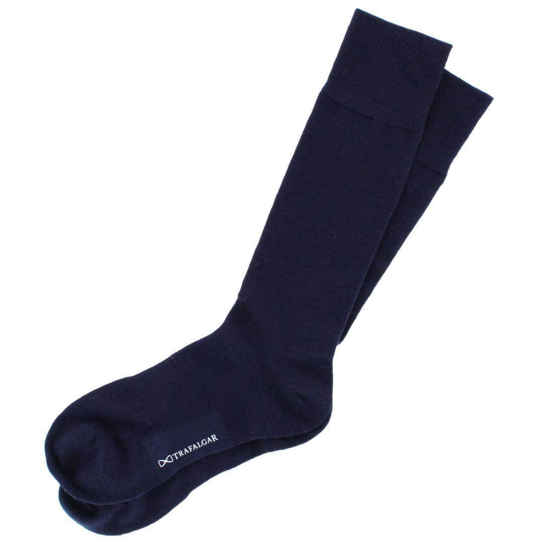 Gaston Solid Colored Over-The-Calf Merino Wool Socks (1 Pair) - Navy Blue