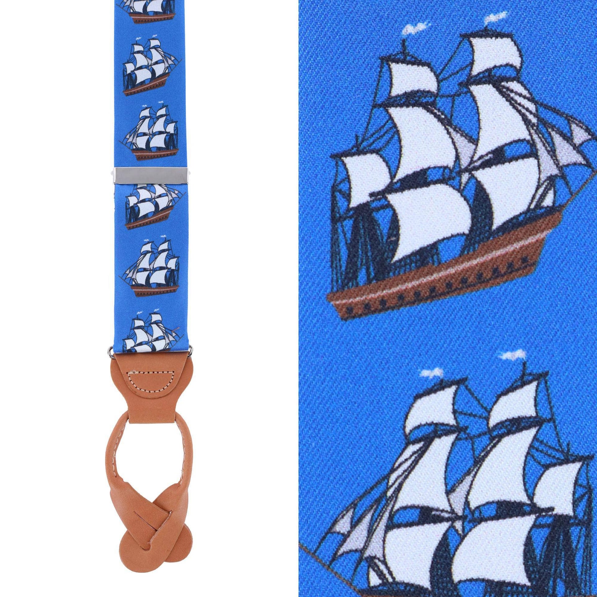 The Royal Fortune Pirate Ship Silk Button End Braces