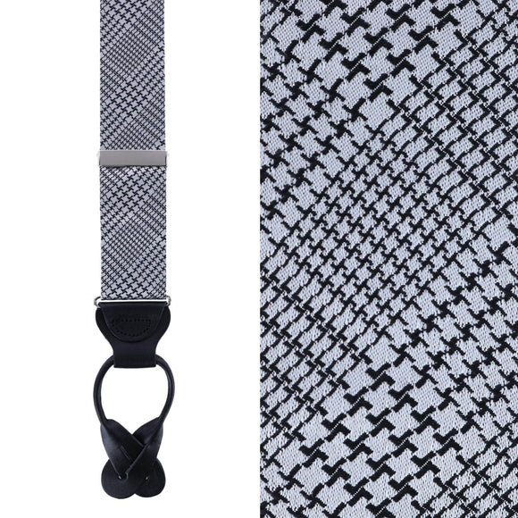 Benji The Houndstooth Plaid Silk Button End Braces