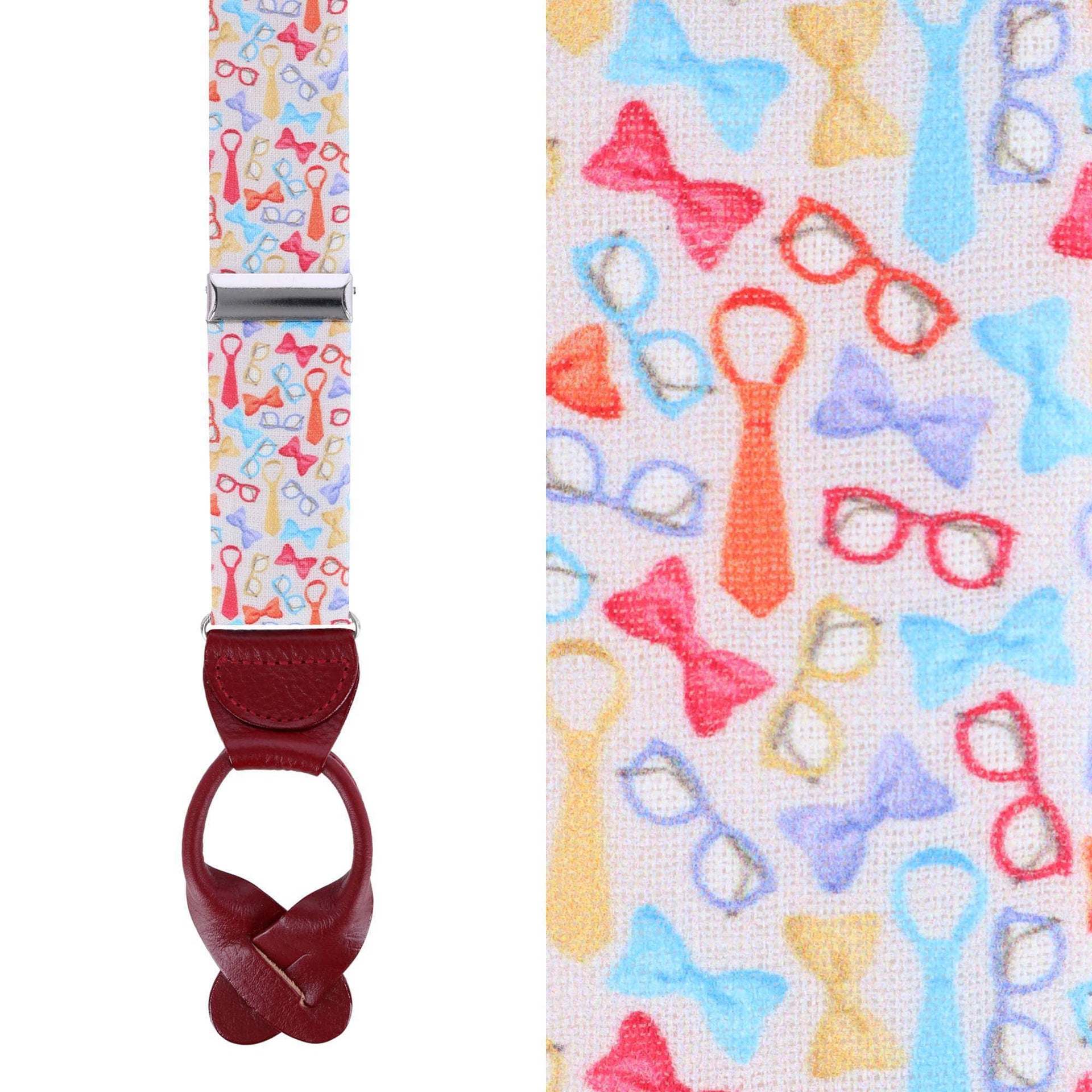 The Fashionisto Tie and Glasses Linen Button Braces