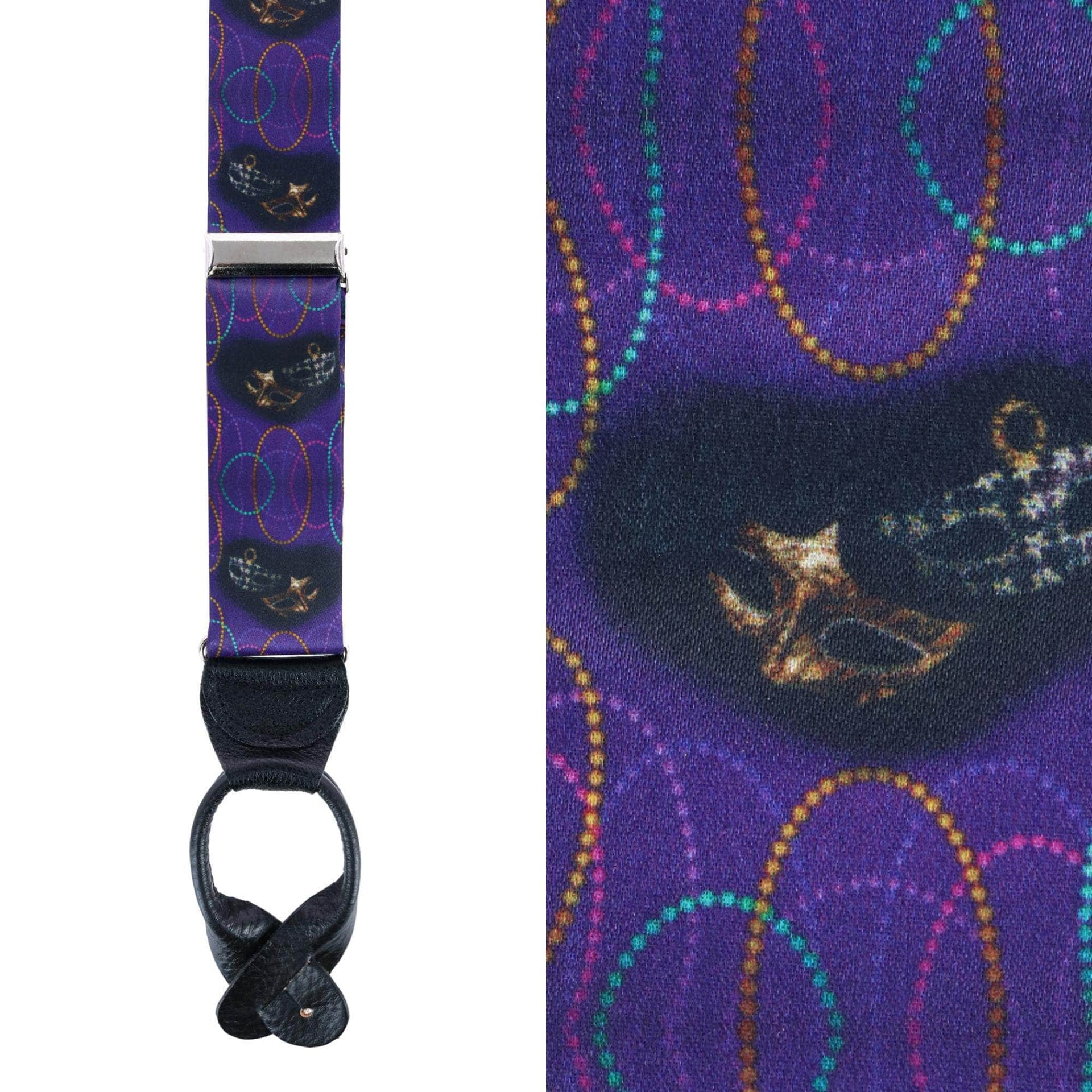 Mardi Gras Celebration Silk Button End Braces