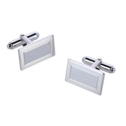 Sterling Silver Rectangle Engine Turned Cufflinks