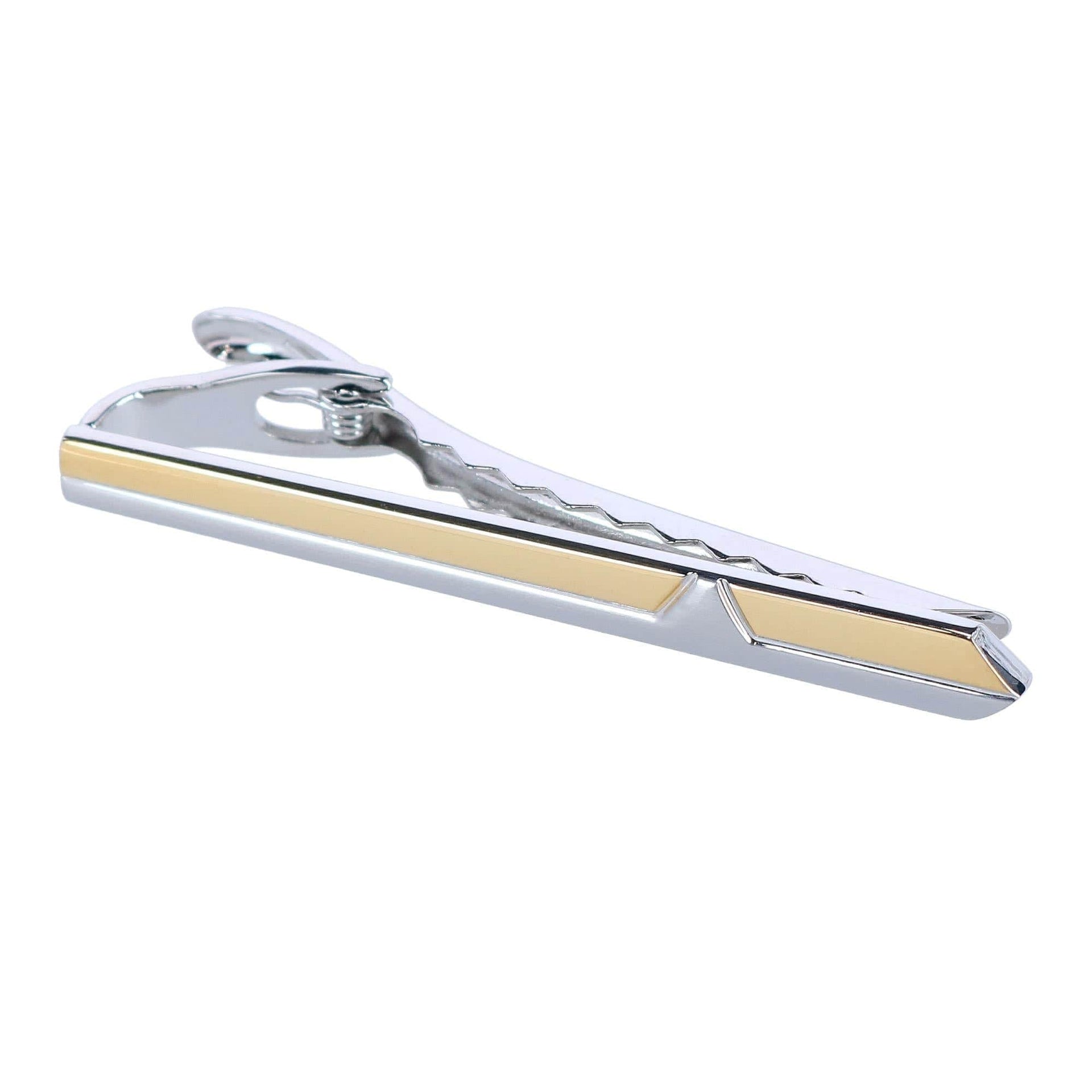 Brushed Rhodium and Shiny Gold Tie Bar