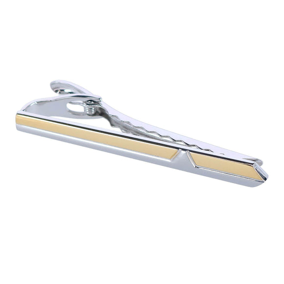 Brushed Rhodium and Shiny Gold Tie Bar