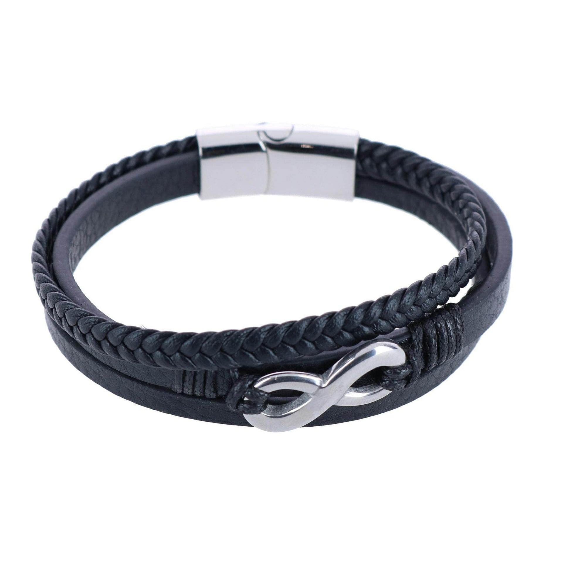 Clasp Leather Bracelet Black - Black