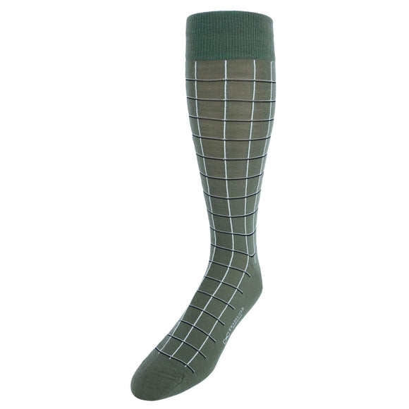 Oscar Windowpane Merino Wool Mid-Calf Socks